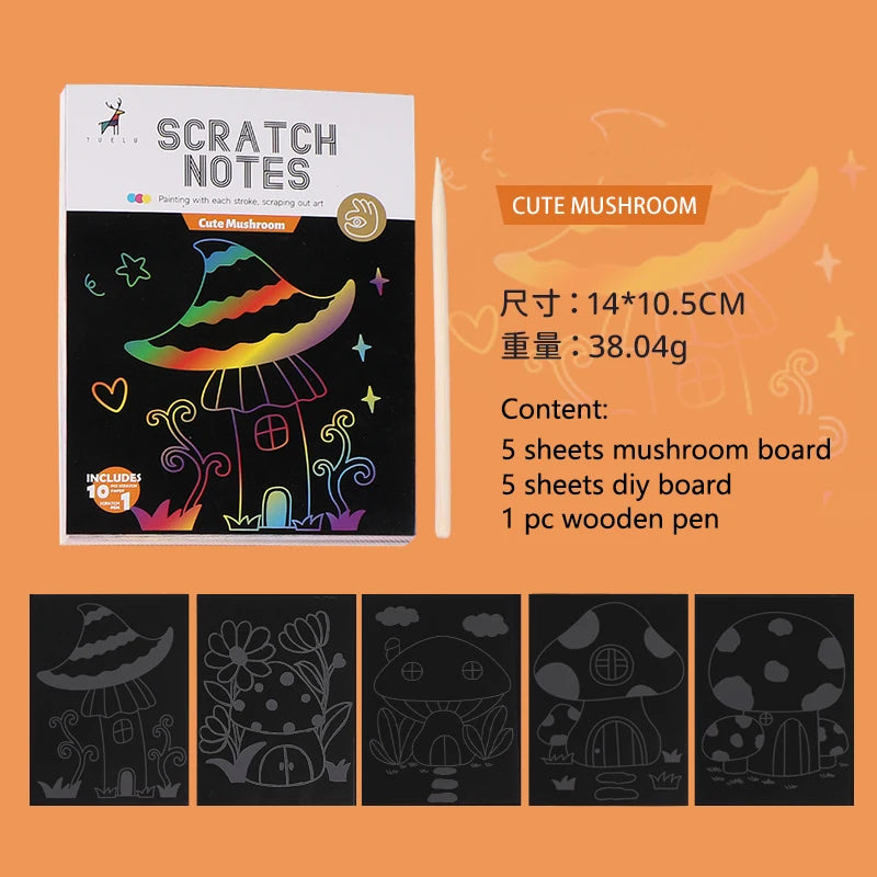 Wholesale Cheap Stationery DIY Scratch Notebook 10sheets Rainbow Scratch Paper Art Set For Kids