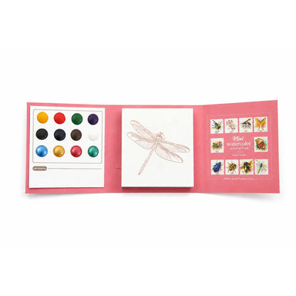 Yue Lu Portable Watercolor Painting Book with Pearl Glitter Notes Paper 9x9 Size DIY Decompression Mini Art Set