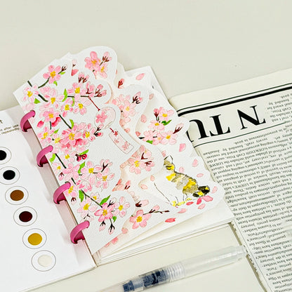 Yuelu Portable Watercolor Notebook with 12-color Paint, Die-cut Design, Mushroom Button Closure Watercolor Notebook