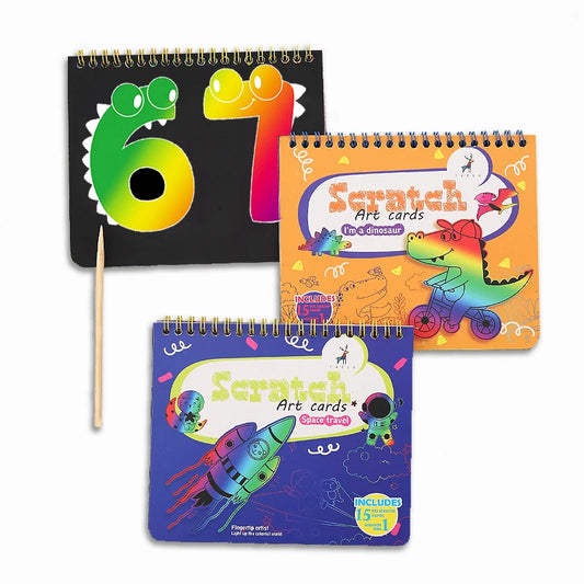 YUELU 15 Shhet/book Cartoon Children Scratch Book DIY Educational Toys Magic Rainbow Scratch Paper Art Set For Kids