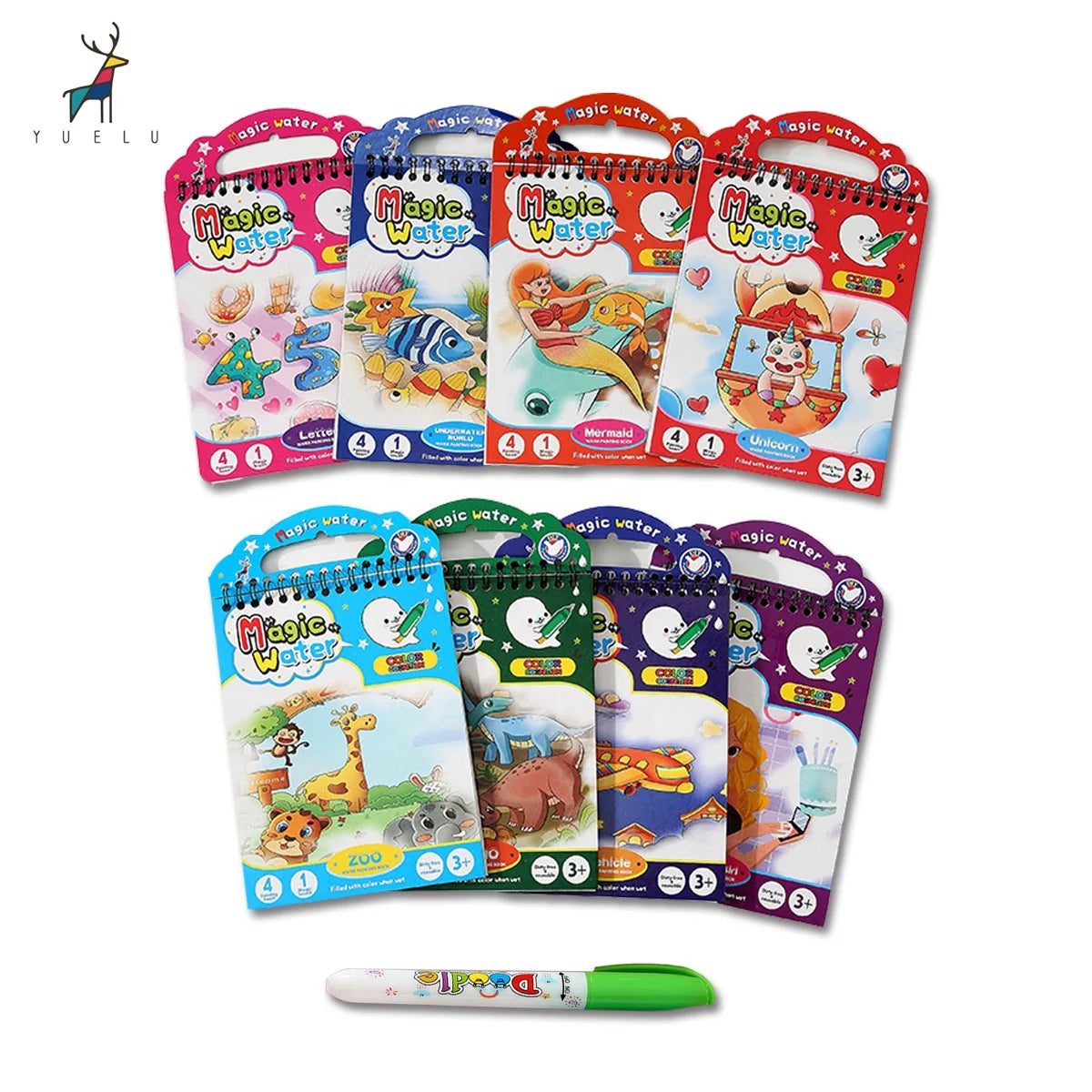 Popular Educational Toys Cartoon children magic water drawing book non toxic kids coloring book 8 styles water drawing book