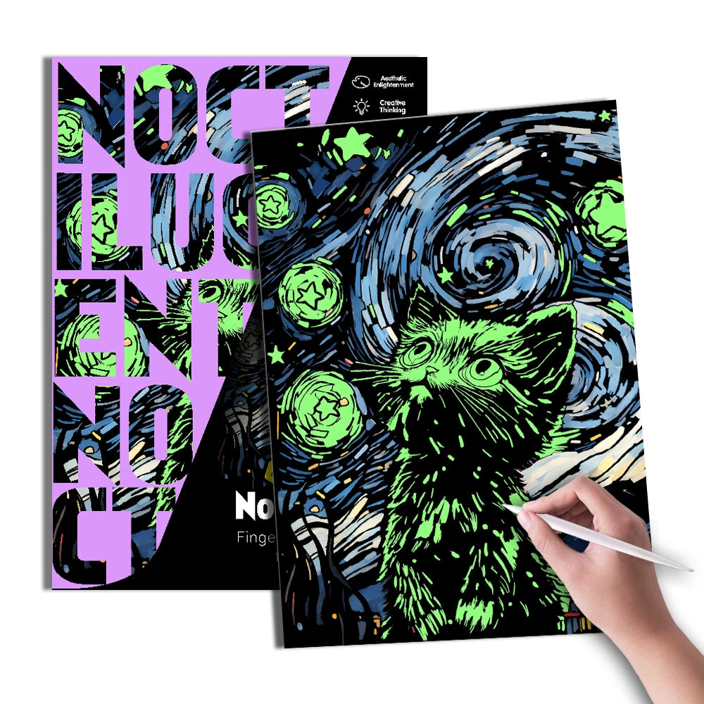 YUELU Scratch Paper Set Noctilucent Scratch Art Paper DIY Bookmark Drawing Coloring Book Adult Toy Luminous Scratch Drawing