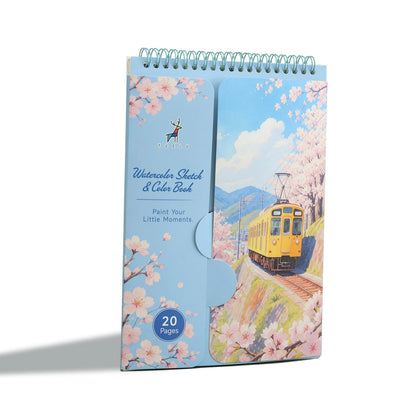 Creative Adult Watercolor Paper Coloring Book with 12 ColorsSimply Wet Paint; Portable Spiral-Bound Travel Art Set
