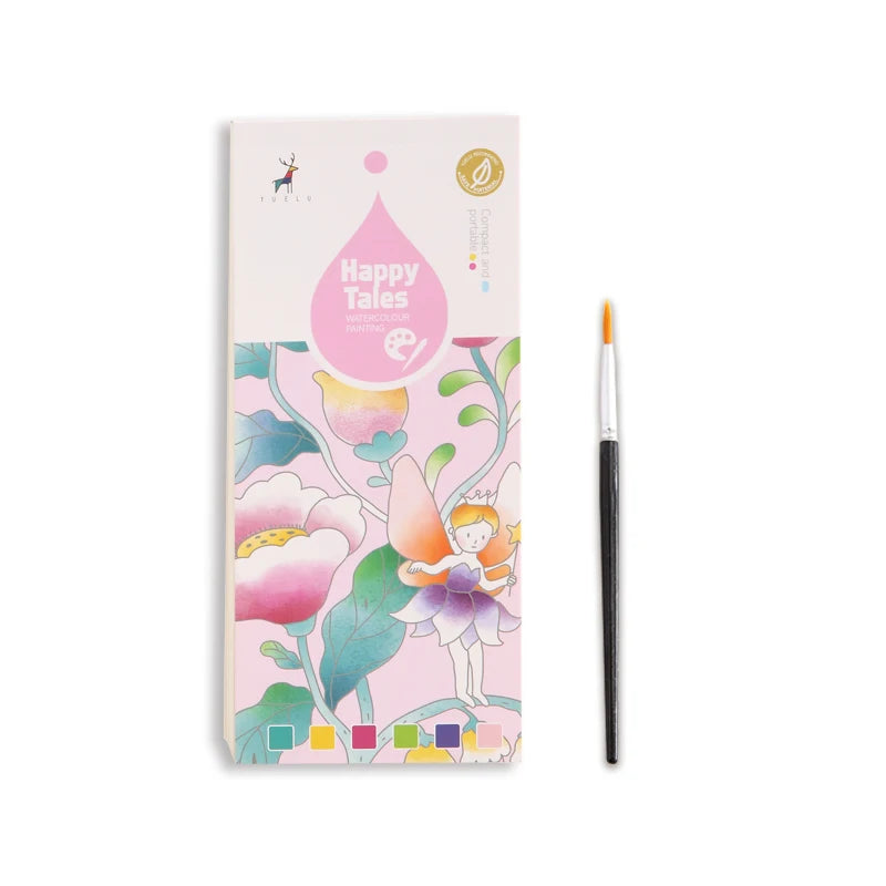 High Quality Portable 20 Pages Water Painting Book with Pigment Brush Custom Design Kid Colouring Paper Book