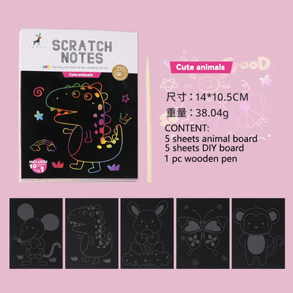 Wholesale Cheap Stationery DIY Scratch Notebook 10sheets Rainbow Scratch Paper Art Set For Kids