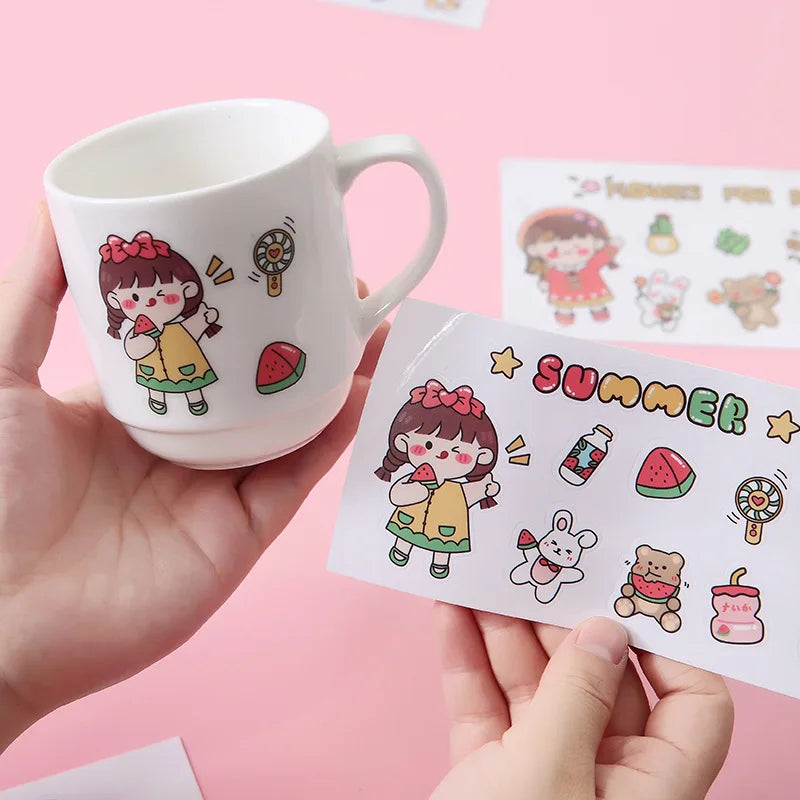 Factory Price Adhesive Plastic Coffee Cup Sticker Custom Cute Girl PVC Sticker Labels For Pet Bottle