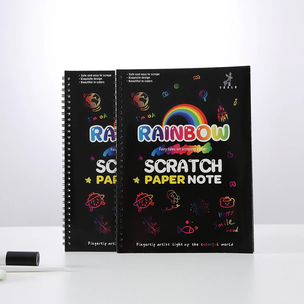 Custom Scratch Painting DIY Art Craft Rainbow Scratch Paper OEM Scratch Art Paper With Wooden Stylus