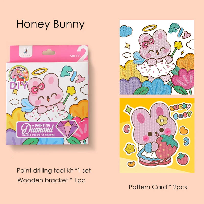 Children's DIY 5D Diamond Painting Kits Cartoon Puzzle Diamond Stickers Girls Fun Gift Box Kid's Educational Toys