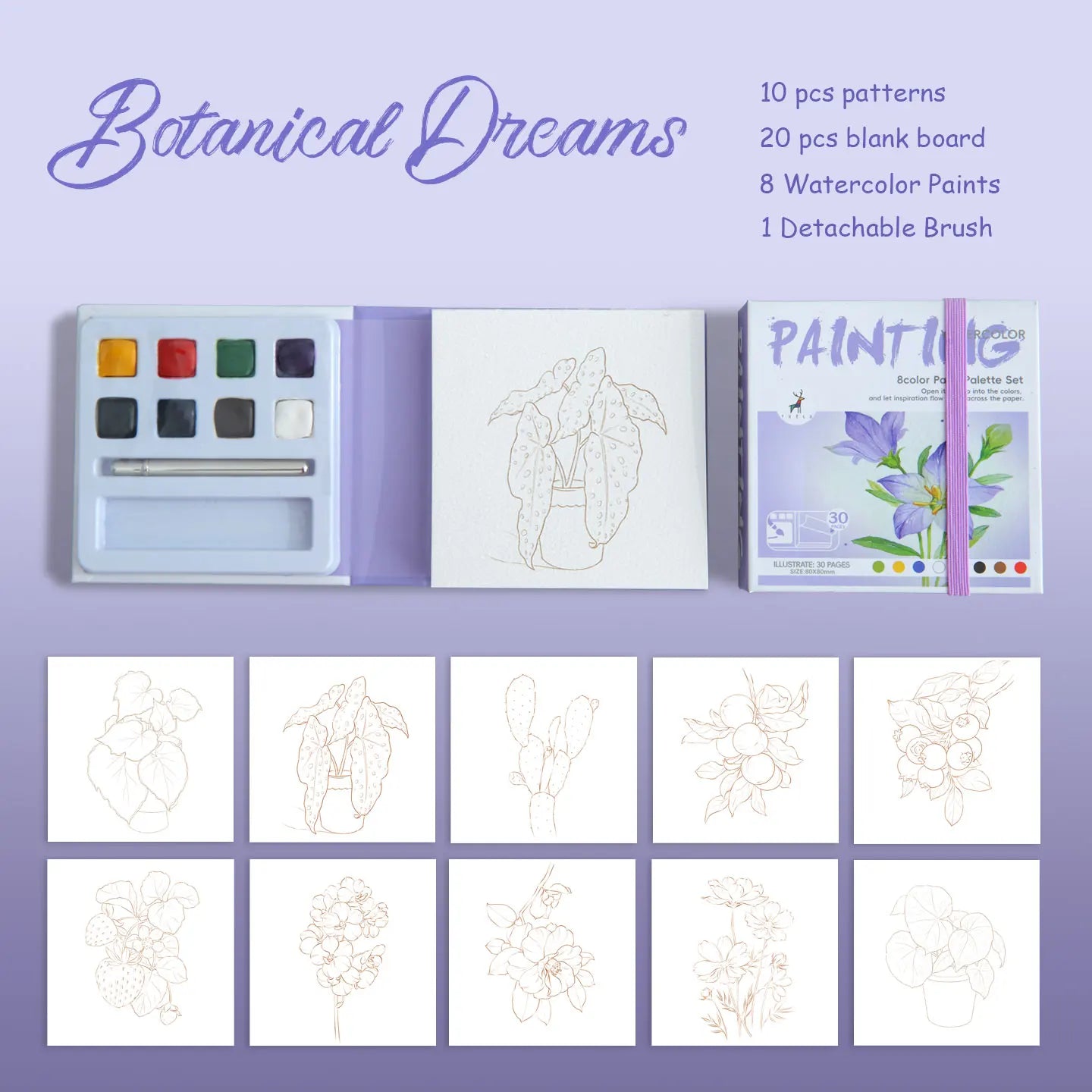 YUELU Travel Portable Mini Watercolor Kit with 8 Built-in Colors and Water Brush Watercolor Paper Sketchbook