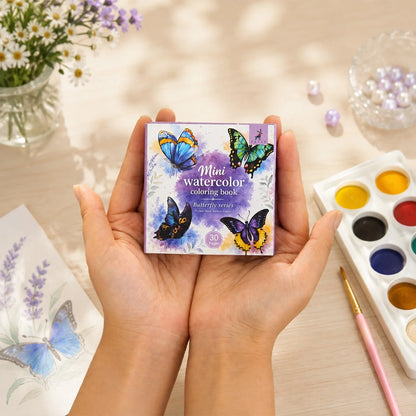 Yue Lu Portable Watercolor Painting Book with Pearl Glitter Notes Paper 9x9 Size DIY Decompression Mini Art Set