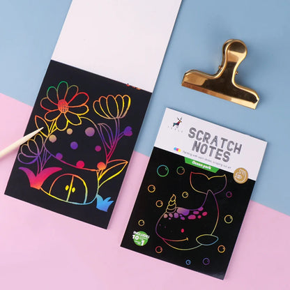 Wholesale Cheap Stationery DIY Scratch Notebook 10sheets Rainbow Scratch Paper Art Set For Kids