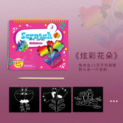 Customized Art Scratch book for kids Magic Painting Scratch Paper Set DIY Kids Colorful Scratch card