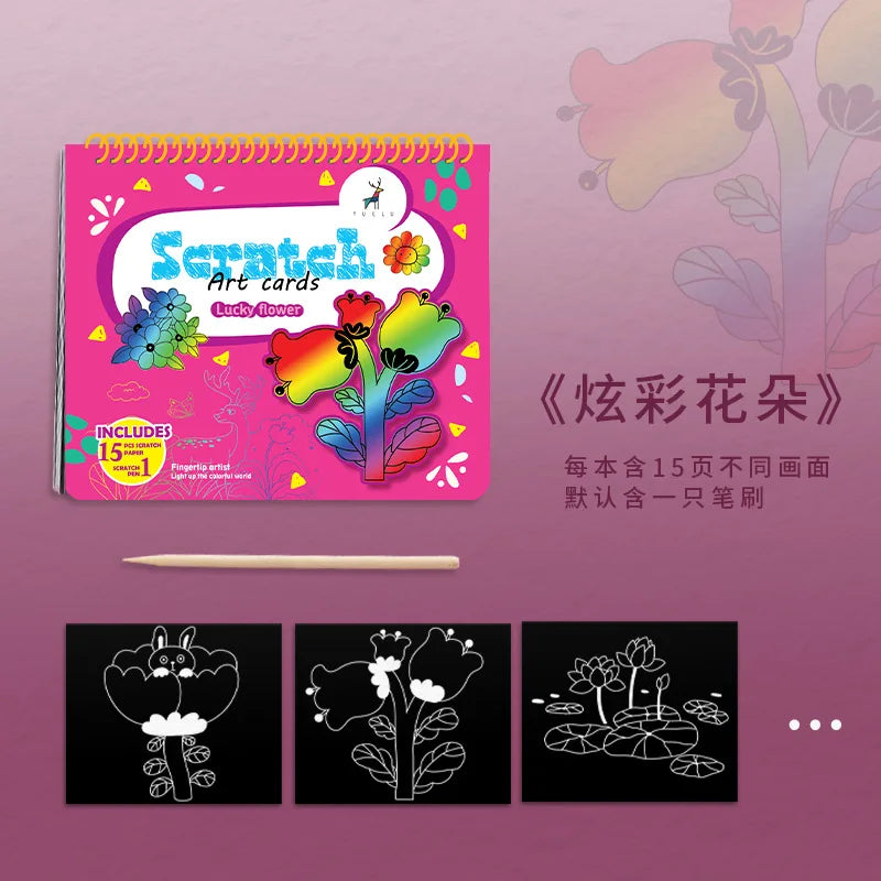 Customized Art Scratch book for kids Magic Painting Scratch Paper Set DIY Kids Colorful Scratch card