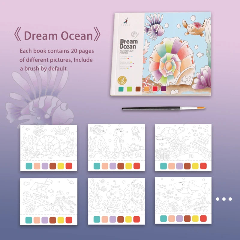 YUELU Portable 20 Pages Pocket Watercolor Painting Book