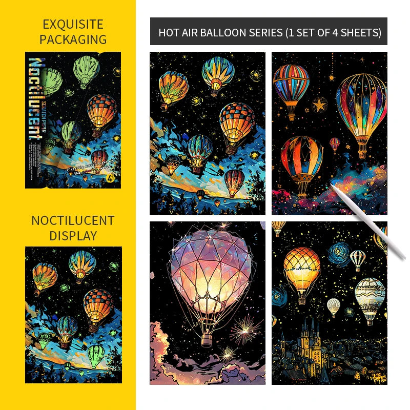 YUELU Luminous Scratch Painting 4pcs/set