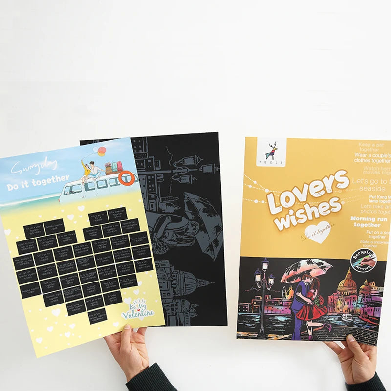 YUELU Scratch Painting 50 Little Thing To Do Together Scratch-off Poster Scratch Wishlist For Couples Kids Girlfriend