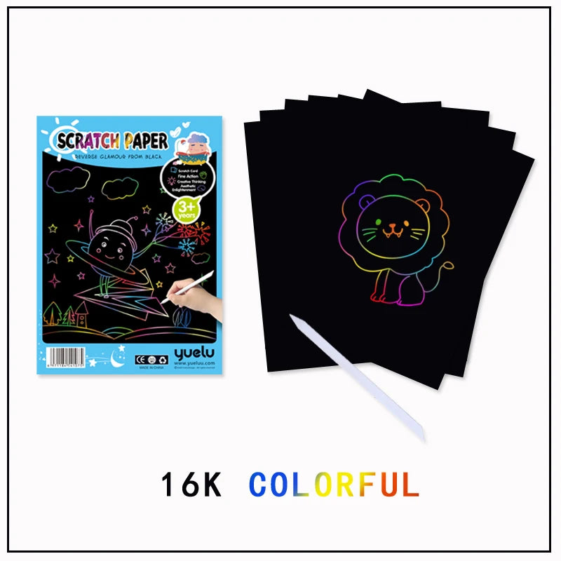 Rainbow Scratch Paper Art 10pcs Children Educational Toy Scratch Drawing Paper DIY Art Craft Creative Gift For Kids