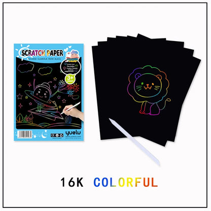 Rainbow Scratch Paper Art 10pcs Children Educational Toy Scratch Drawing Paper DIY Art Craft Creative Gift For Kids