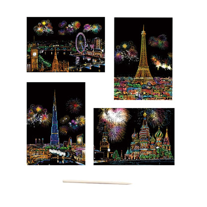 A4 Size Scratch Painting DIY City Building