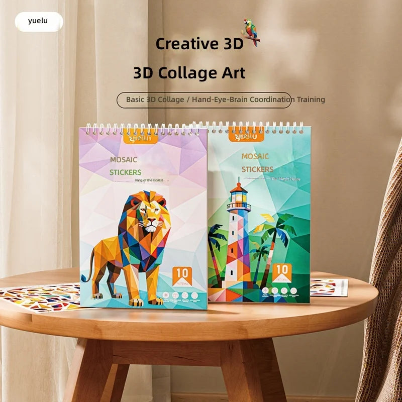 Yuelu Children's Paper Number Puzzle Book Handmade DIY Animal Collage Sticker Focus joy