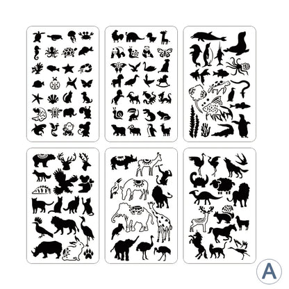 Factory Supply 6 Pcs Reusable Hollow Out Stencils Custom Plastic Drawing Stencils For DIY Painting on Wall Floor