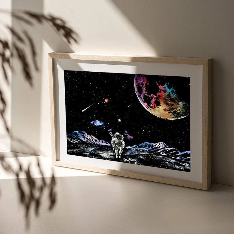 YUELU Astronaut Scratch Painting DIY Art Craft Space Night Painting Scratchboard Rainbow Scratch Paper for Adults Toy