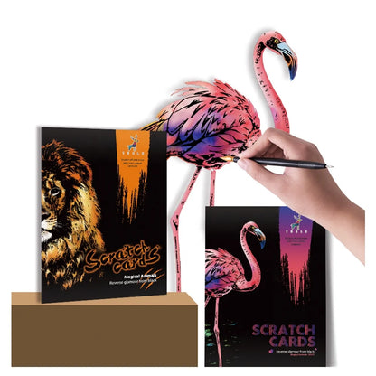 A4 Size Animals Scratch Painting Envelop Kit 4 Pcs