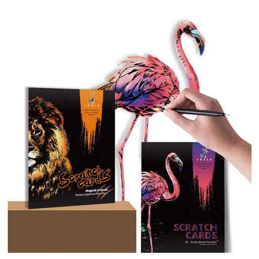 A4 Size Animals Scratch Painting Envelop Kit 4 Pcs