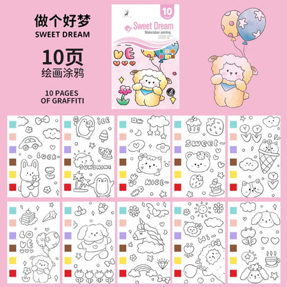 YUELU Wholesale Children Pocket Watercolor Painting Book Magic Travel Pocket Watercolor Book Set With Paint And Paint Brush