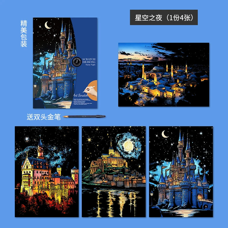 YUELU A3 Size Relief laser Scratch Drawing