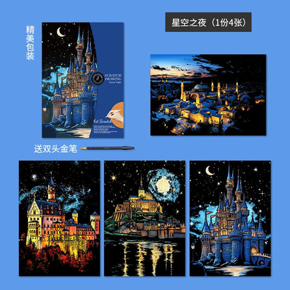 YUELU A3 Size Relief laser Scratch Drawing
