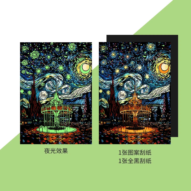 YUELU Scratch Paper Set Noctilucent Scratch Art Paper DIY Bookmark Drawing Coloring Book Adult Toy Luminous Scratch Drawing