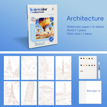 YUELU Pastel Floral Watercolor Painting Toy Portable Travel Beginners Practice Watercolor Sketchbook Set with Pigment Card