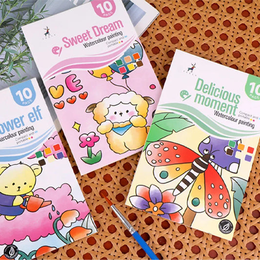 YUELU Wholesale Children Pocket Watercolor Painting Book Magic Travel Pocket Watercolor Book Set With Paint And Paint Brush