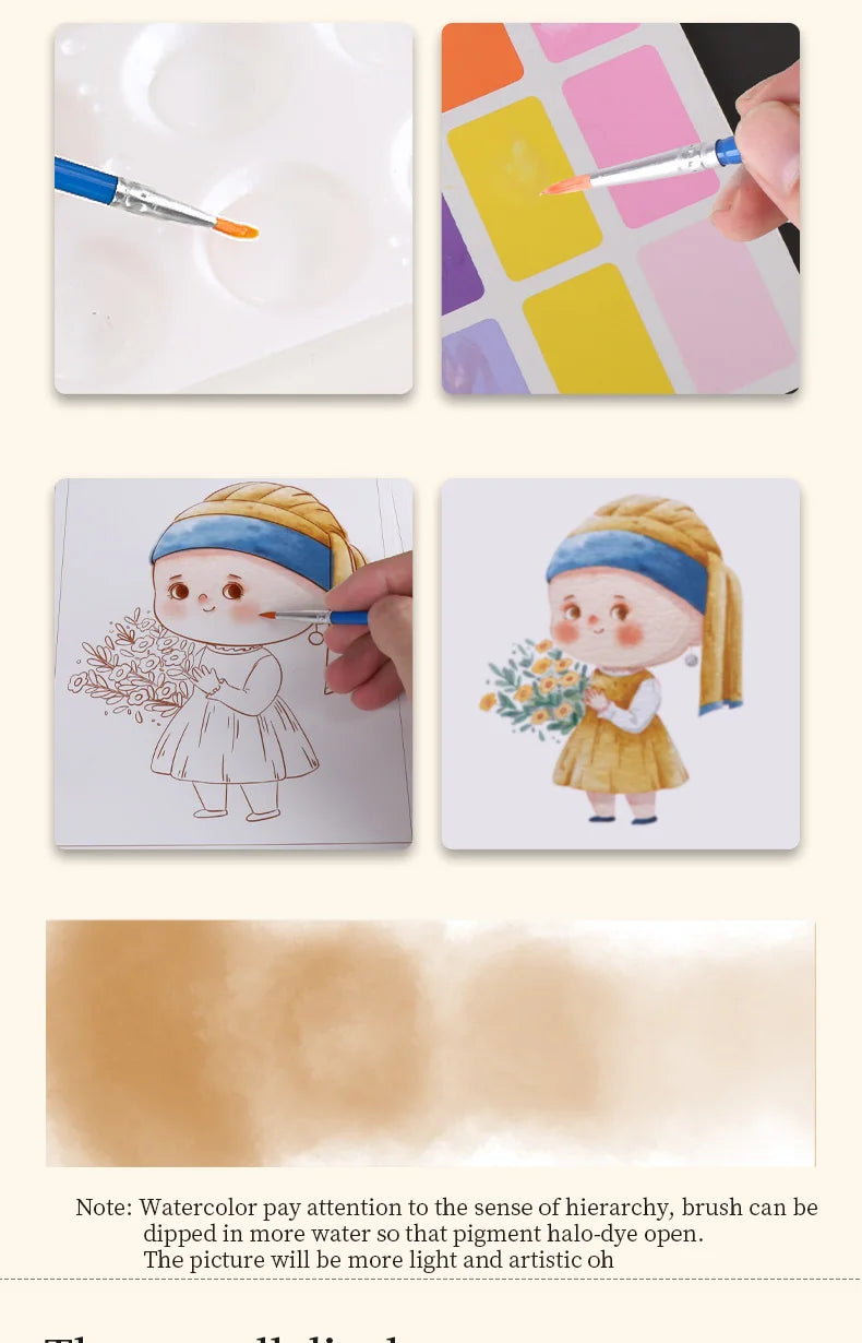 YUELU DIY Water Coloring Books Watercolor Painting with Brush