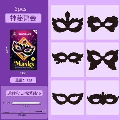 YUELU Halloween Christmas Scratching Mask Children's Cosplay Prop Set Scratch Watch Party Scratch Mask For Kids