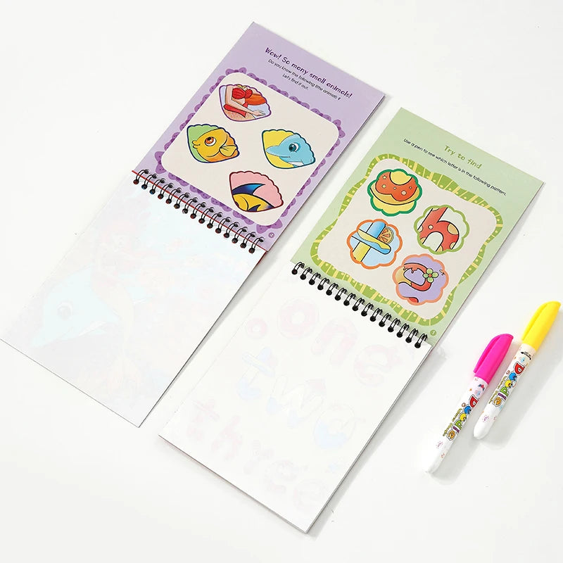 Hot Eco Christmas Educational Drawing Kids Magic Color Paint Water Book Magic Water Colouring Book With Doodle Pen