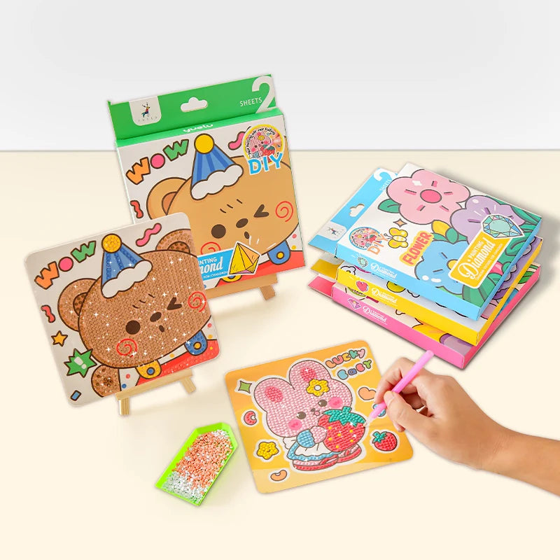 Children's DIY 5D Diamond Painting Kits Cartoon Puzzle Diamond Stickers Girls Fun Gift Box Kid's Educational Toys
