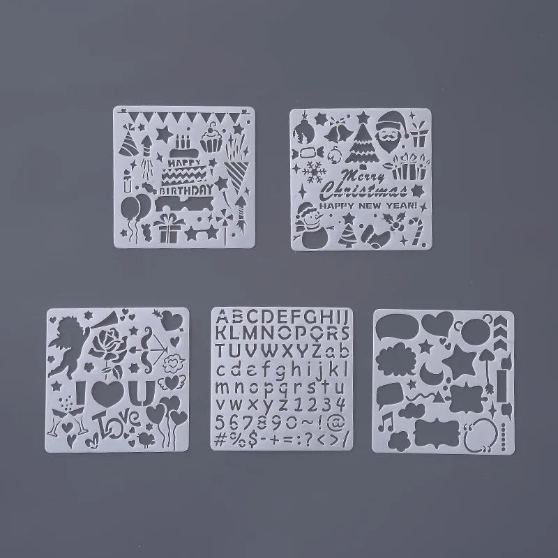 OEM Custom Drawing Template Reusable Laser Cut PET Plastic Stencil Scrapbook Album Painting Template Stencil