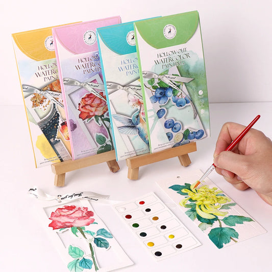 YUELU 10pcs/set Watercolor Bookmark Painting Set