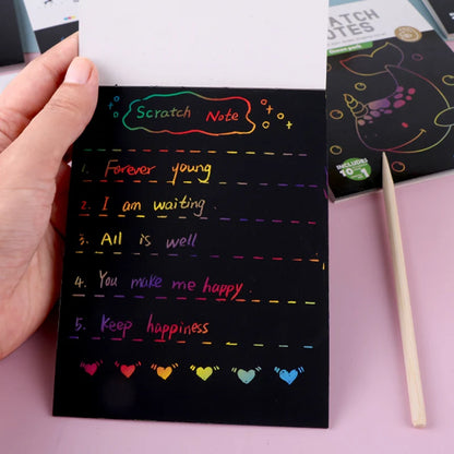 Wholesale Cheap Stationery DIY Scratch Notebook 10sheets Rainbow Scratch Paper Art Set For Kids
