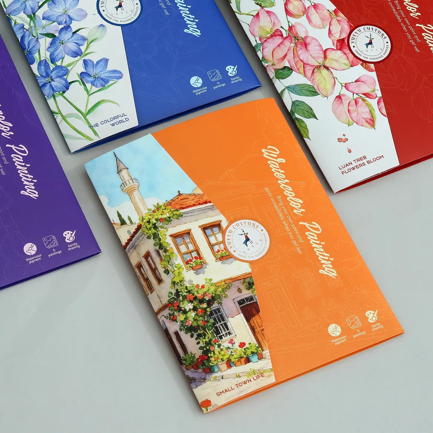 YUELU Beginners Watercolor Painting Set 6pcs Portable Watercolor Sketchbook Kit with Pigment Paint Brush
