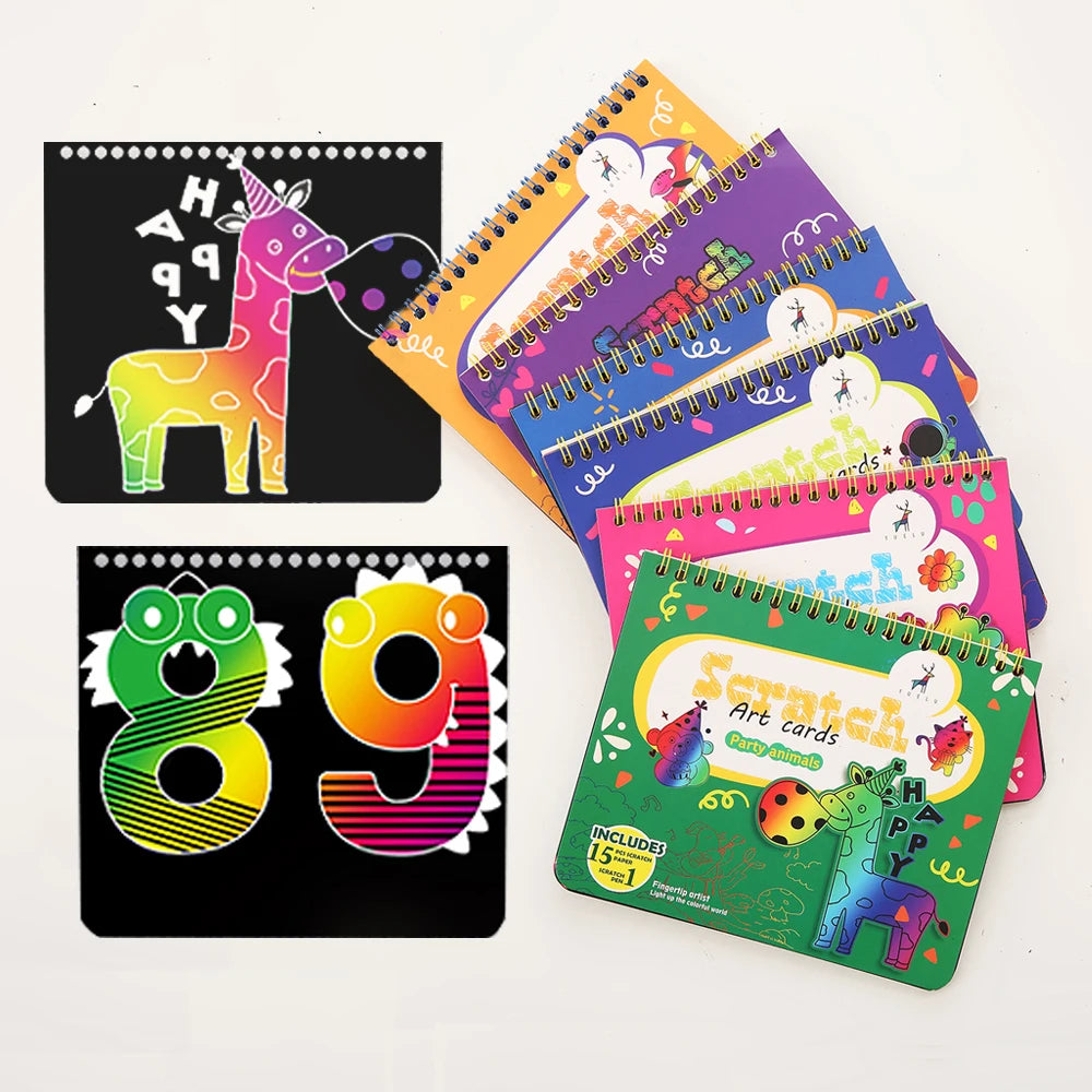 Customized Art Scratch book for kids Magic Painting Scratch Paper Set DIY Kids Colorful Scratch card