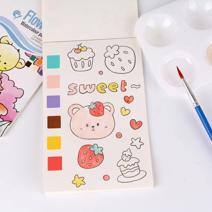 YUELU Wholesale Children Pocket Watercolor Painting Book Magic Travel Pocket Watercolor Book Set With Paint And Paint Brush