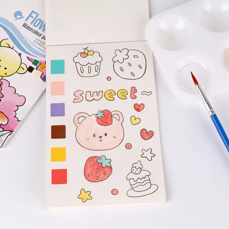 YUELU Wholesale Children Pocket Watercolor Painting Book Magic Travel Pocket Watercolor Book Set With Paint And Paint Brush