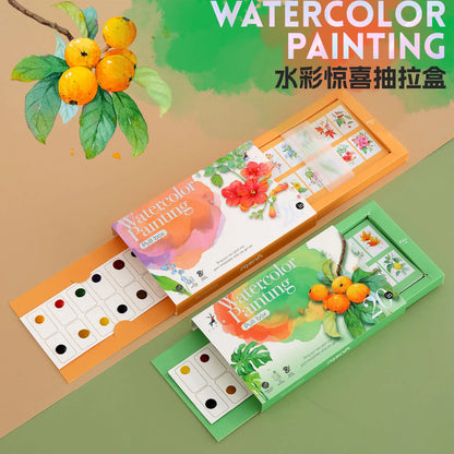 YUELU Watercolor Painting Set 20pcs Coloring Drawing Paper Professional Watercolor Graffiti Painting with Surprise Pulling Box