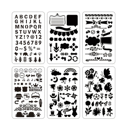 Factory Supply 6 Pcs Reusable Hollow Out Stencils Custom Plastic Drawing Stencils For DIY Painting on Wall Floor
