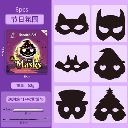 YUELU Halloween Christmas Scratching Mask Children's Cosplay Prop Set Scratch Watch Party Scratch Mask For Kids