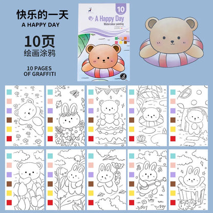 YUELU Wholesale Children Pocket Watercolor Painting Book Magic Travel Pocket Watercolor Book Set With Paint And Paint Brush
