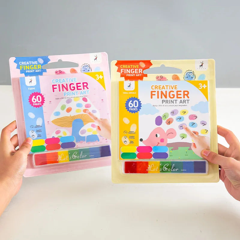 Children's Finger Painting Graffiti Coloring Puzzle Palm Painting Portable Paper Toy Inkpad Paint Set